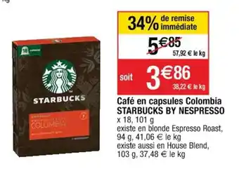 Cora x Carrefour Café En Capsules Colombia Starbucks By Nespresso offre