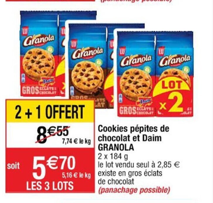 Promo Cookies Pépites de Chocolat Et daim Granola chez Cora