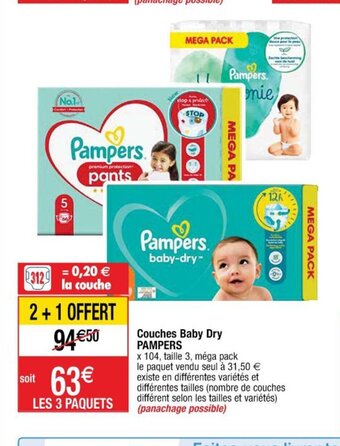 Cora x Carrefour Pampers Couches Baby Dry offre
