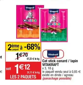 Cora x Carrefour Cat Stick Canard/Lapin Vitakraft offre