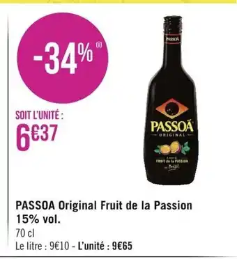 Géant Casino Passoa Original Fruit de La Passion 15%vol offre