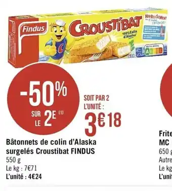 Casino Supermarchés Bâtonnets de Colin d'Alaska surgelés Croustibat Findus offre