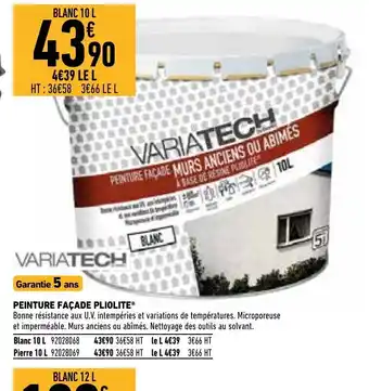 Brico Cash Variatech Peinture Façade pliolite offre