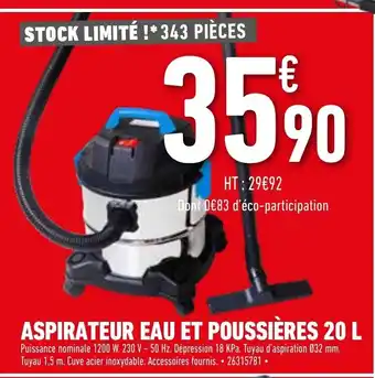Brico Cash Aspirateur Eau Et Poussières 20L offre