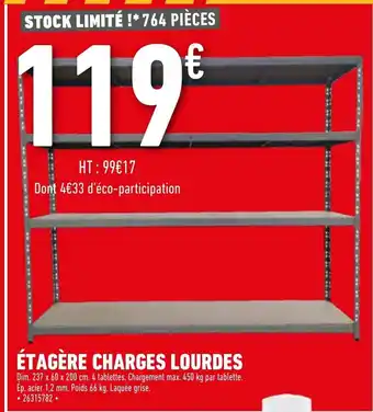 Brico Cash Étagère Charges Lourdes offre