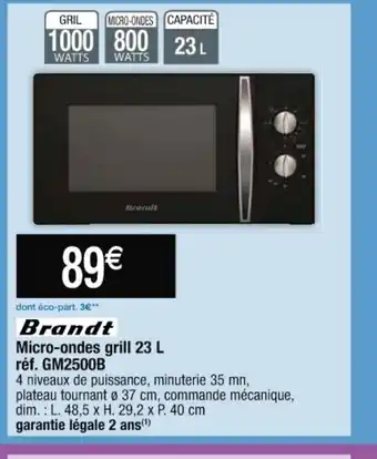 Cora x Carrefour Brandt Micro-Ondes Grill 23L offre