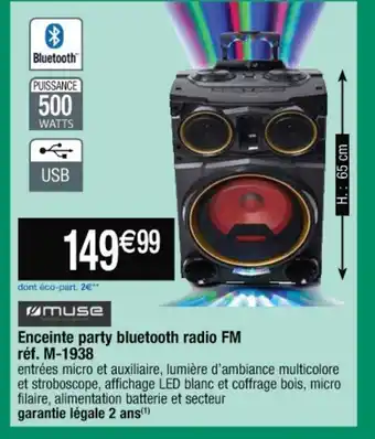 Cora x Carrefour Muse Enceinte Party Bluetooth Radio FM offre