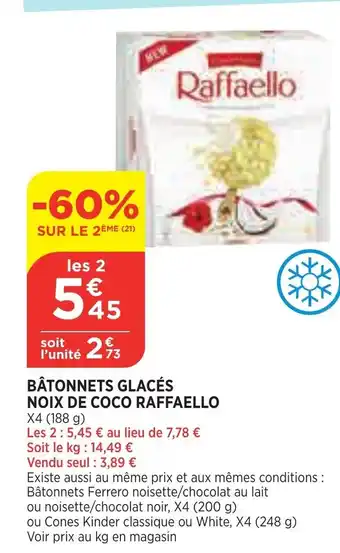 Bi1 Bâtonnets Glacés Noix de Coco Raffaello offre
