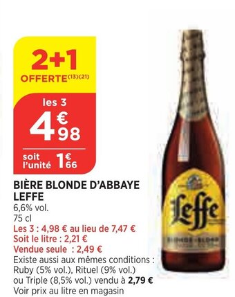 Bi1 Leffe Bière Blonde d'Abbaye offre