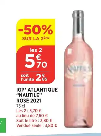 Bi1 IGP Atlantique Nautile Rosé 2021 offre
