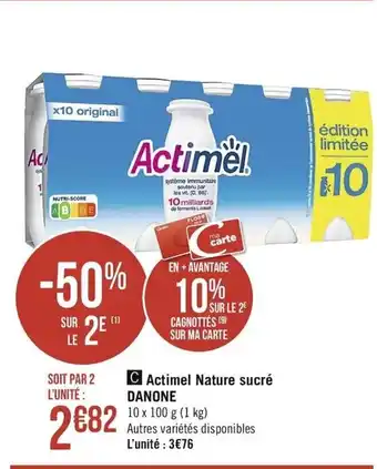 Actimel Nature sucré Danone