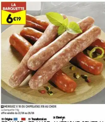Leader Price Merguez x18 Ou Chipolatas x18 Au Choix offre