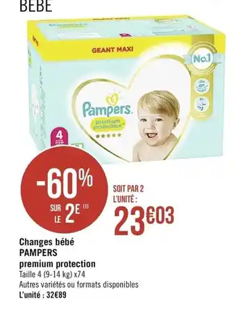 Casino Supermarchés Changes Bébé Pampers premium protection offre