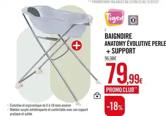Tigex baignoire anatomy évolutive perle + support