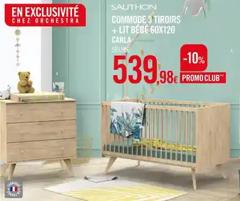 Orchestra Sauthon commode 3 tiroirs + lit bébé 60x120 carla offre