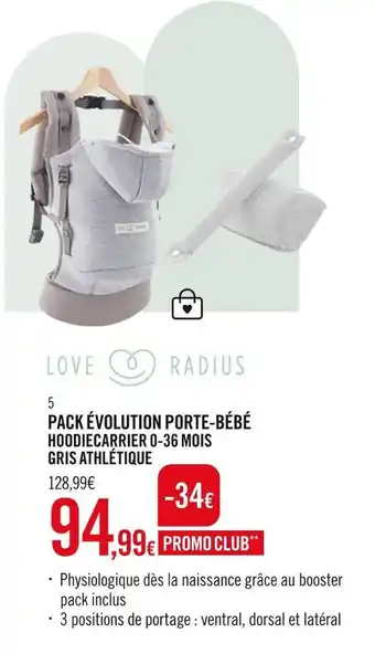 Love radius pack évolution porte-bébé hoodiecarrier 0-36 mois gris athlétique