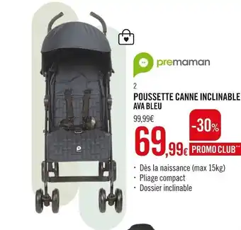 Prémaman poussette canne inclinable ava bleu