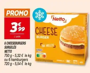 Netto NETTO 6 cheeseburgers surgelés offre
