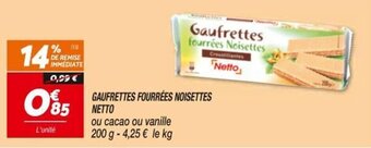 Netto NETTO gaufrettes fourrées noisettes offre