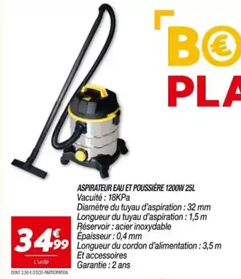 Netto Aspirateur eau et poussière 1200W 25L offre