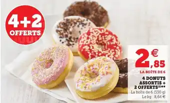 Super U 4 donuts assortis 2 offerts offre