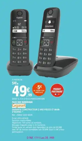 E.Leclerc GIGASET pack duo numérique offre