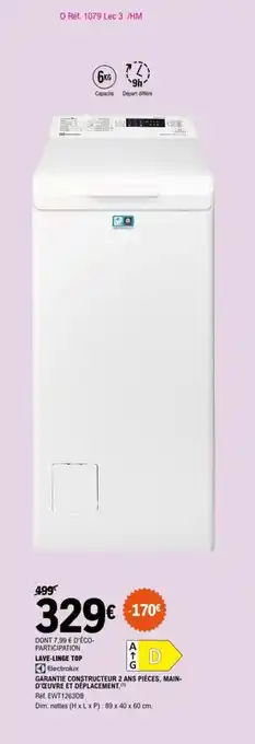 E.Leclerc ELECTROLUX lave-linge top offre