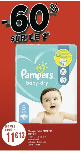 Casino Supermarchés Changes bébé Pampers baby-dry offre