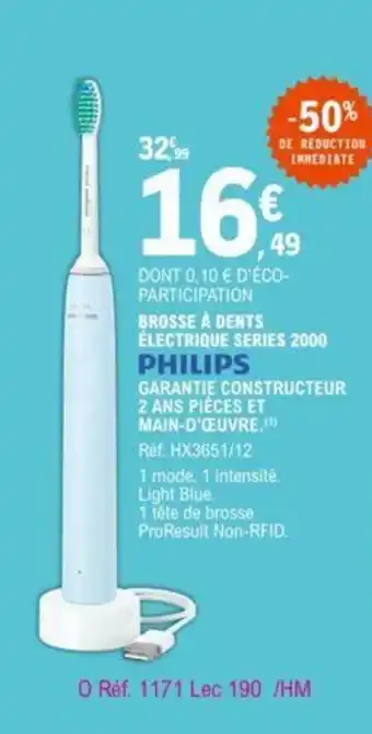 E.Leclerc PHILIPS brosse à dents electrique series 2000 offre