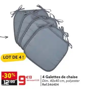 Gifi 4 galettes de chaise offre