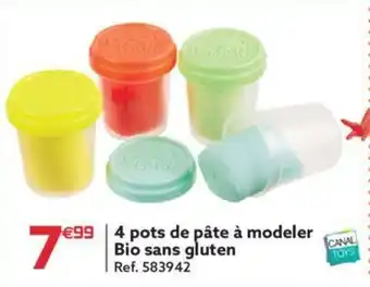 Gifi 4 pots de pâte à modeler bio sans gluten offre