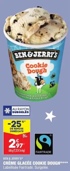 ALDI BEN & JERRY'S crème glacée cookie dough offre