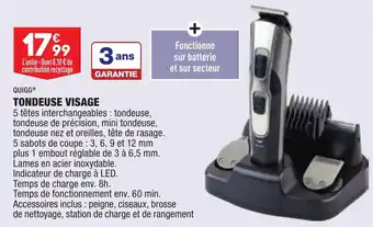 ALDI QUIGG tondeuse visage offre