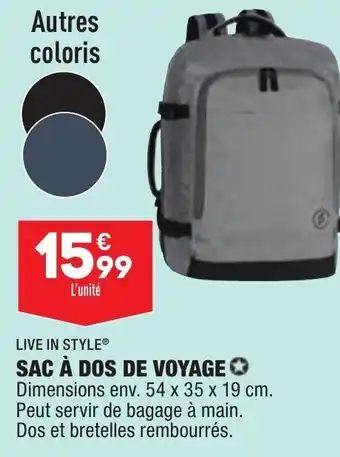 ALDI LIVE IN STYLE sac à dos de voyage offre