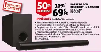 Denver barre de son bluetooth + caisson dss7020