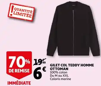 Auchan Ottoman gilet col teddy homme offre