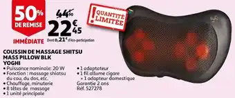 Auchan Yoghi coussin de massage shitsu mass pillow blk offre