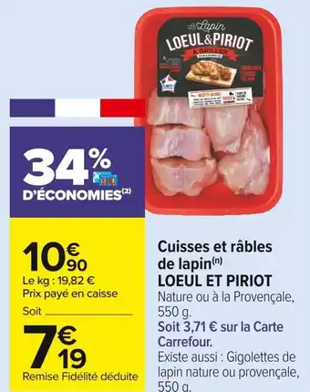 Carrefour Market Loeul et piriot cuisses et râbles de lapin offre