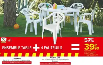 Carrefour Market Table faro et fauteuil lyra offre