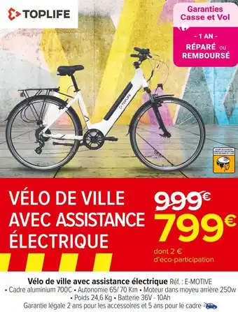 Carrefour Market Toplife vélo de ville avec assistance électrique offre