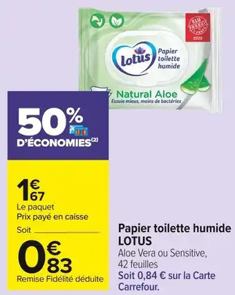 Carrefour Market Lotus papier toilette humide offre