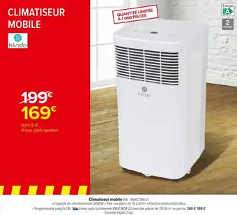 Carrefour Market Klindo climatiseur mobile offre