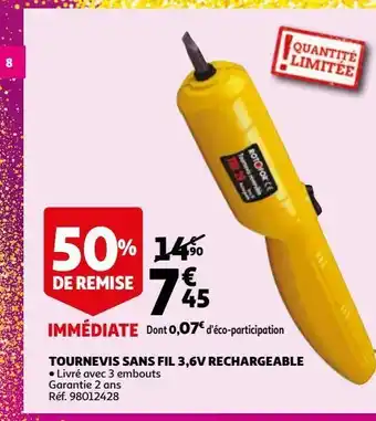 Tournevis sans fil 3,6v rechargeable