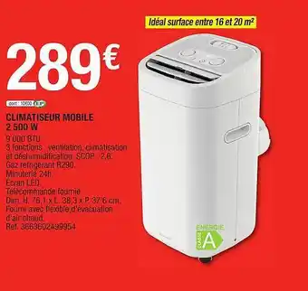 Brico Dépôt Climatiseur Mobile 2500w offre