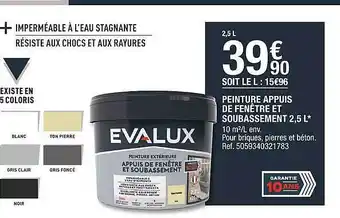 Brico Dépôt Peinture Appuis De Fenêtre Et Soubassement 2,5 L Evalux offre