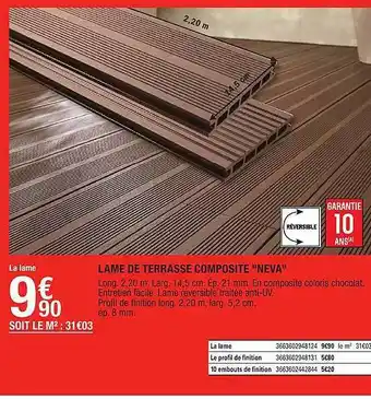 Brico Dépôt Lame De Terrasse Composite offre