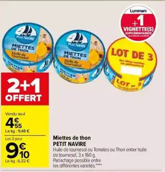 Carrefour Market Miettes De Thon Petit Navire offre