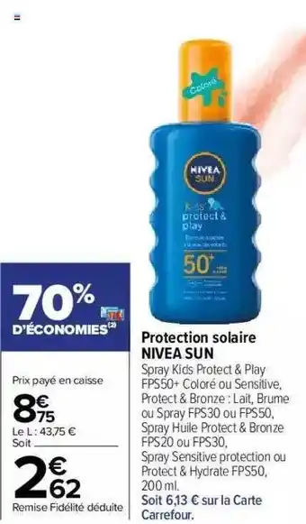 Carrefour Market Protection Solaire Nivea Sun offre