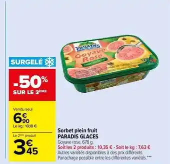Carrefour Market Sorbet Plein Fruit Paradis Glaces offre