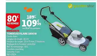 Auchan Tondeuse Filaire 1800 W Gardenstar offre